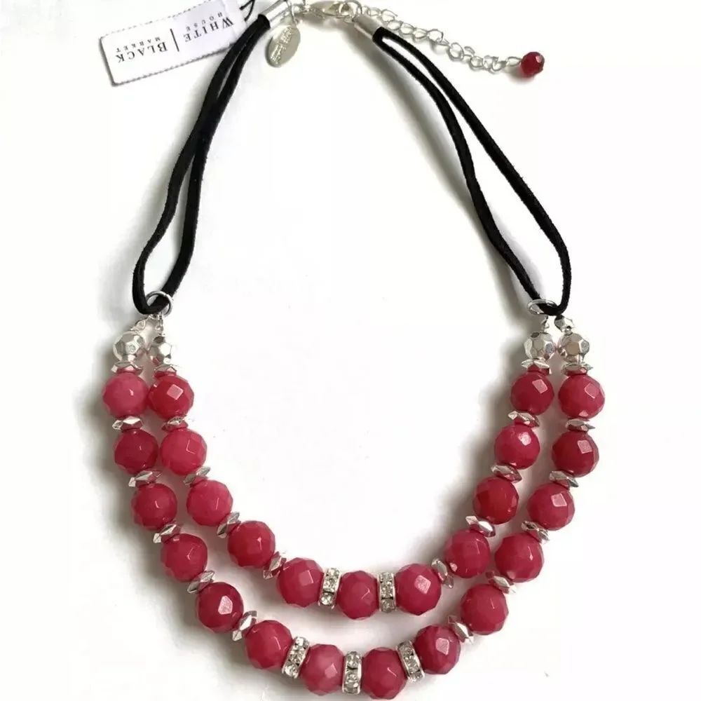WHBM stone pink beaded necklace